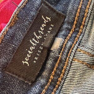 Social Threads X Risen Jeans Trouser Double Button High Rise Wide Leg Mid Wash